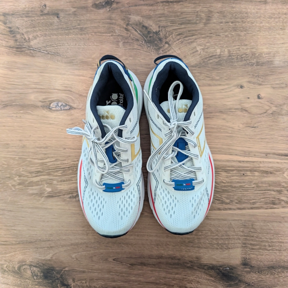 Diadora Equipe Atomo Women's Running Shoes Size 6 - Made in Italy - White/Gold - Picture 4 of 7